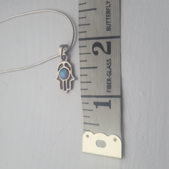 Magnolia Jewellery 925 Silver and Blue Opal Hamsa Necklace - Picture 9 of 10